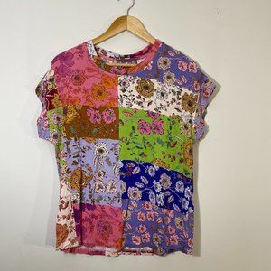 Johnny Was - The Janie Favorite Short Sleeve Crew-Neck Swing Tee - in Rose Patch